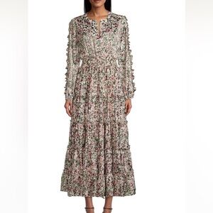 Elie Tahari Floral Maxi Dress - Pink and Green